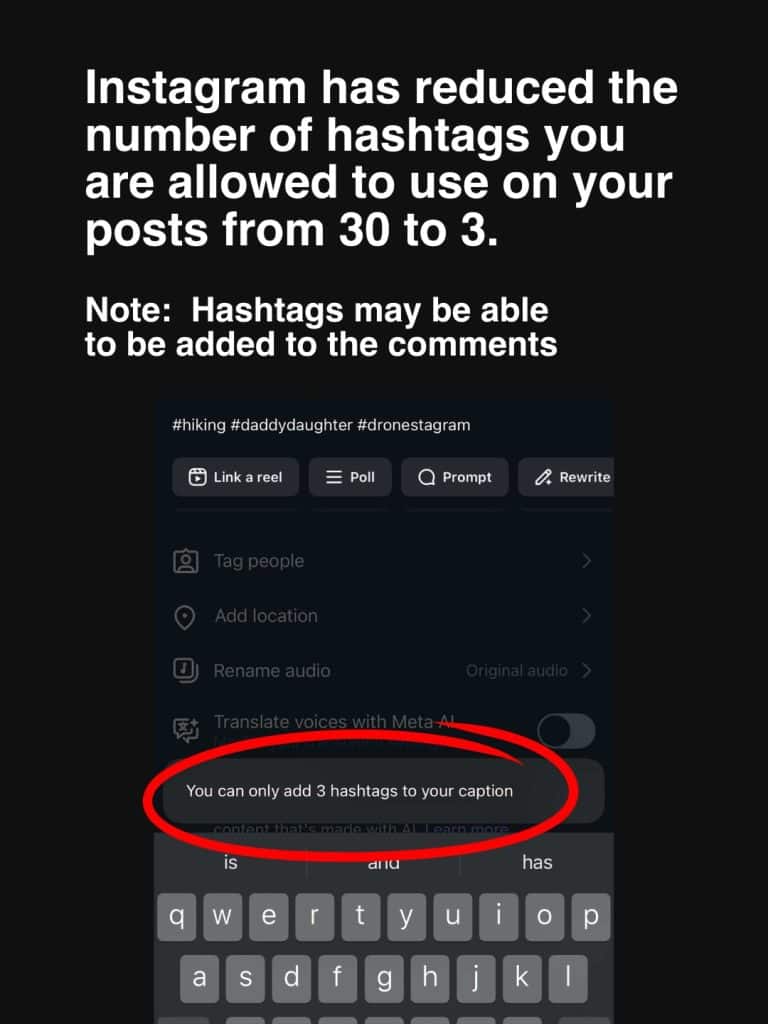 Instagram reducing number of hashtags to posts.